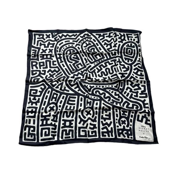 Coach Disney Mickey Mouse X Keith Haring Silk Square Scarf - Picture 1 of 8